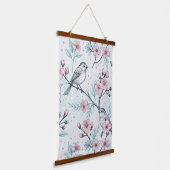 Sakura Cherry Blossom & Bird Aesthetic 4 Hangend Wandkleed (Gebogen)