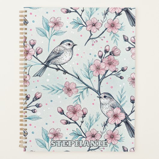 Sakura Cherry Blossom & Bird Aesthetic 4 Planner (Voorkant)
