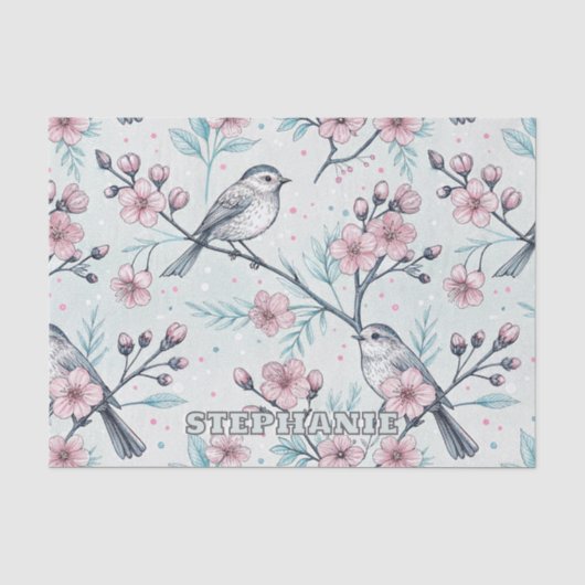  Sakura Cherry Blossom & Bird Aesthetic 4 Tissuepapier (Voorkant)