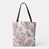  Sakura Cherry Blossom & Bird Aesthetic 5 Tote Bag (Achterkant)