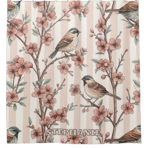  Sakura Cherry Blossom & Bird Aesthetic 6 Douchegordijn