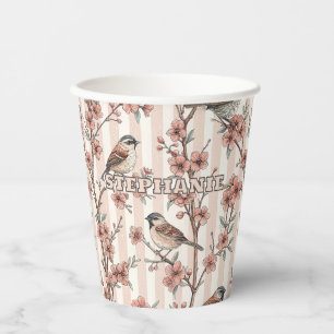 Sakura Cherry Blossom & Bird Aesthetic 6 Papieren Bekers