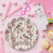  Sakura Cherry Blossom & Bird Aesthetic 6 Papieren Bordje (Feest)