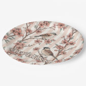  Sakura Cherry Blossom & Bird Aesthetic 6 Papieren Bordje (Gekanteld)