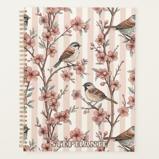  Sakura Cherry Blossom & Bird Aesthetic 6 Planner (Voorkant)