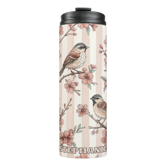 Sakura Cherry Blossom & Bird Aesthetic 6 Thermosbeker (Voorkant)