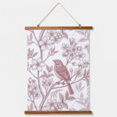 Sakura Cherry Blossom & Bird Esthetisch 1 Hangend Wandkleed (Voorkant)