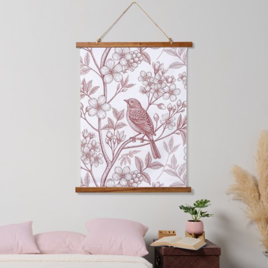 Sakura Cherry Blossom & Bird Esthetisch 1 Hangend Wandkleed (Slaapkamer)