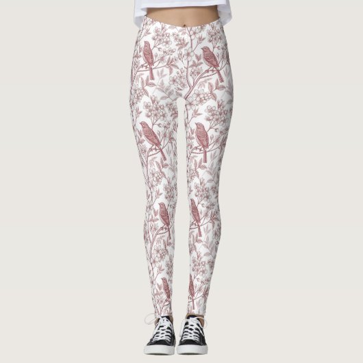  Sakura Cherry Blossom & Bird Esthetisch 1 Leggings (Voorkant)