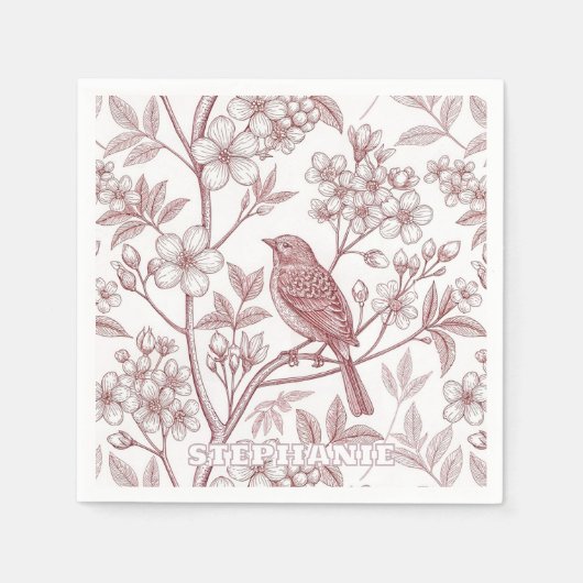 Sakura Cherry Blossom & Bird Esthetisch 1 Servet (Voorkant)