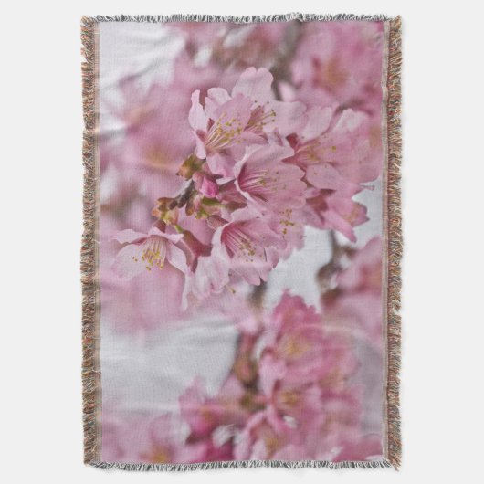 Sakura Cherry Blossom Bleek Pink Deken (Voorkant Verticaal)
