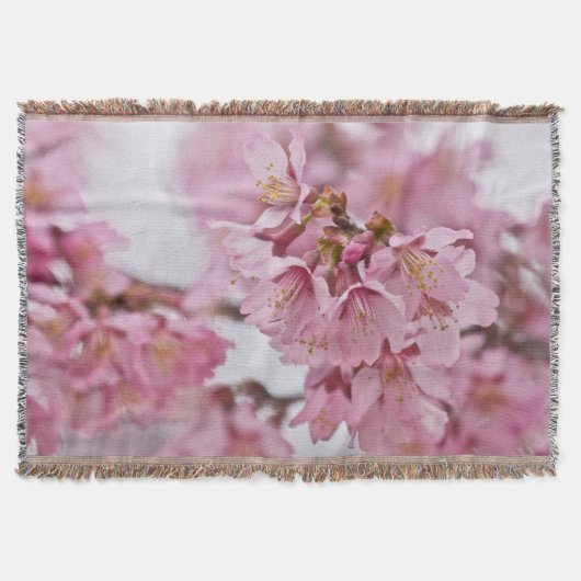 Sakura Cherry Blossom Bleek Pink Deken (Voorkant)
