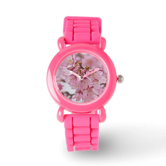 Sakura Cherry Blossom Bleek Pink Horloge (Voorkant)