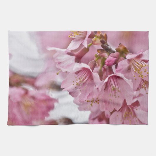Sakura Cherry Blossom Bleek Pink Theedoek (Horizontaal)