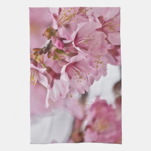 Sakura Cherry Blossom Bleek Pink Theedoek (Verticaal)