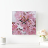 Sakura Cherry Blossom Bleek Pink Vierkante Klok (Huis)