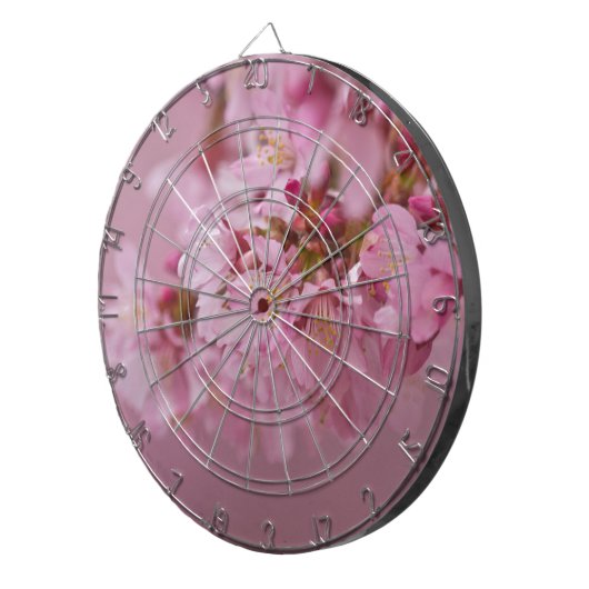 Sakura Cherry Blossom Bleke roze reflecties Dartbord (Voorkant Rechts)
