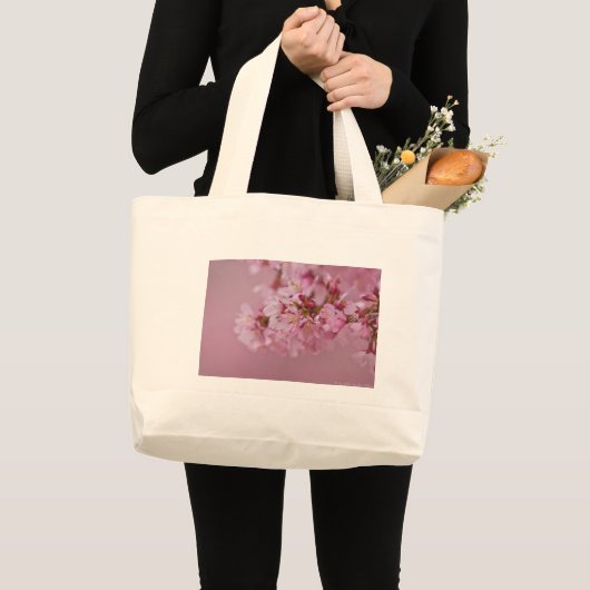 Sakura Cherry Blossom Bleke roze reflecties Grote Tote Bag (Voorkant (product))