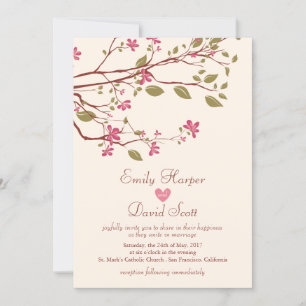Sakura/Cherry Blossom Branch Huwelijksuitnodiging Kaart