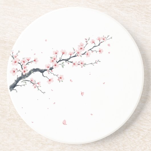 Sakura Cherry Blossom Branch Sandstone Coaster Zandsteen Onderzetter (Voorkant)