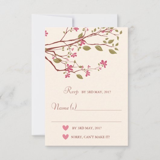 Sakura/Cherry Blossom Branch Wedding RSVP (Voorkant)