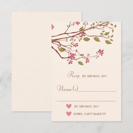 Sakura/Cherry Blossom Branch Wedding RSVP (Voorkant / Achterkant)