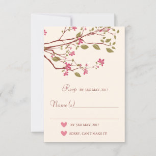Sakura/Cherry Blossom Branch Wedding RSVP Kaartje