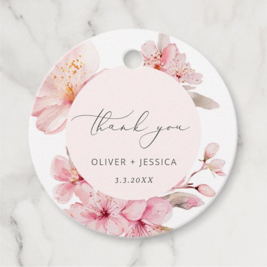 Sakura cherry blossom bruiloft bedankjes labels (Voorkant)