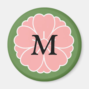 Sakura Cherry Blossom Crest: Monogram Magneet