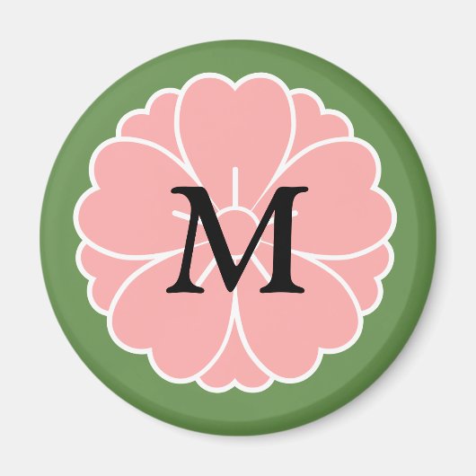 Sakura Cherry Blossom Crest: Monogram Magneet (Voorkant)