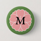Sakura Cherry Blossom Crest: Monogram Ronde Button 5,7 Cm (Voorkant)