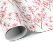Sakura Cherry Blossom Damask Waterverf Cadeaupapier (Rol Hoek)