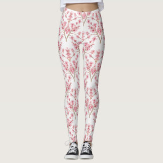 Sakura Cherry Blossom Damask Waterverf Leggings