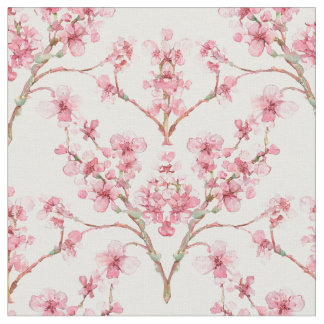 Sakura Cherry Blossom Damask Waterverf Stof