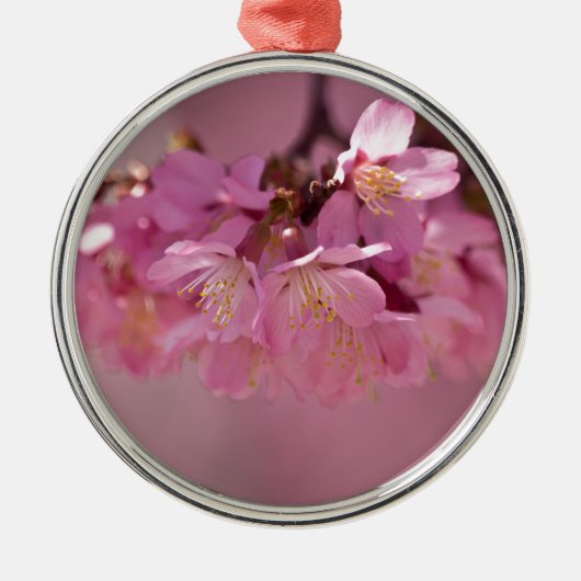 Sakura Cherry Blossom Delicate Pink Bouquet Metalen Ornament (Voorkant)