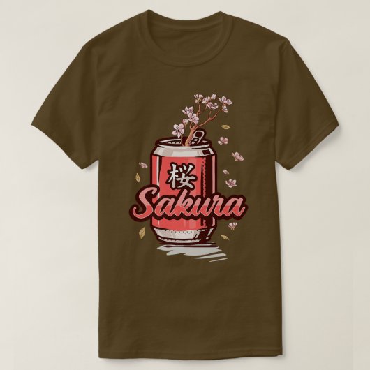 Sakura Cherry Blossom Drink Can Art for Japans C T-shirt (Design voorkant)