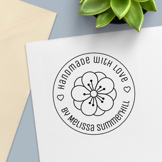 Sakura Cherry Blossom Flower Handmade with Love Zelfinktende Stempel