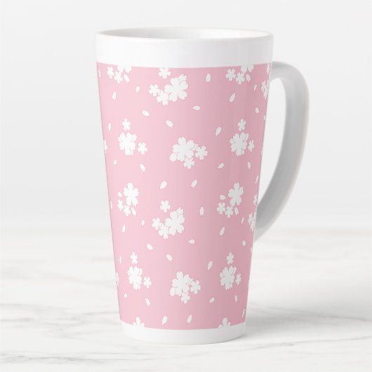 Sakura Cherry Blossom Flower Pattern Latte Mok (Rechterhoek)