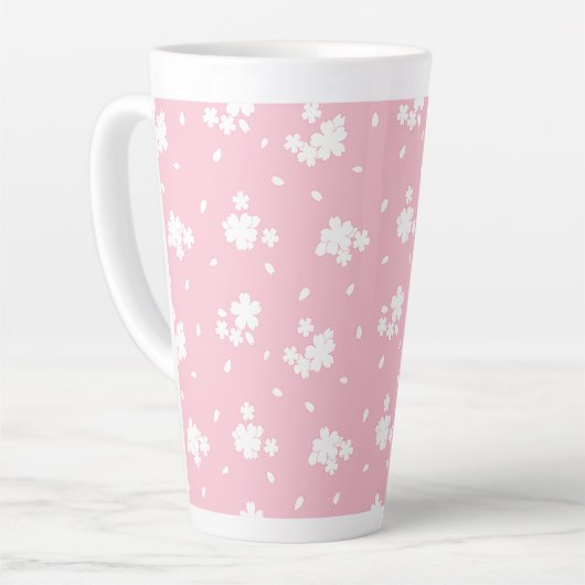 Sakura Cherry Blossom Flower Pattern Latte Mok (Linkerhoek)