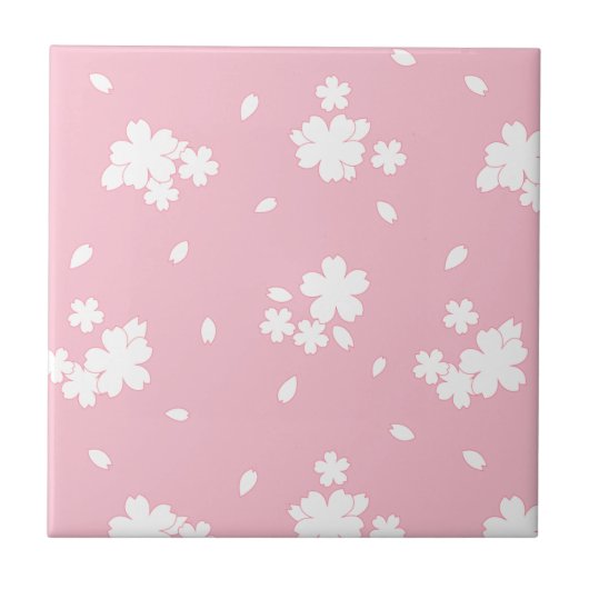 Sakura Cherry Blossom Flower Pattern Tegeltje (Voorkant)
