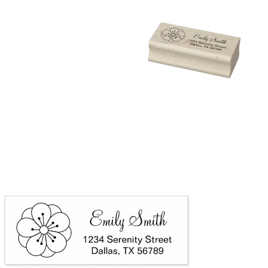 Sakura Cherry Blossom Flower Return-adres Rubberstempel (Gestempeld)