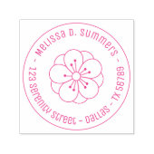 Sakura Cherry Blossom Flower Round Address 2 Zelfinktende Stempel (Design)