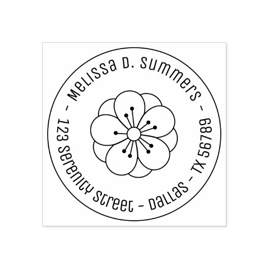 Sakura Cherry Blossom Flower Round Address 3 Rubberstempel (Afrduk)