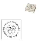 Sakura Cherry Blossom Flower Round Address 4 Rubberstempel (Gestempeld)