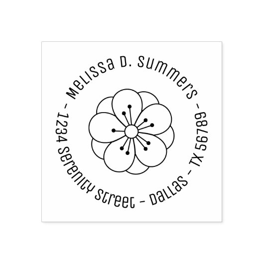 Sakura Cherry Blossom Flower Round Address 4 Rubberstempel (Afrduk)