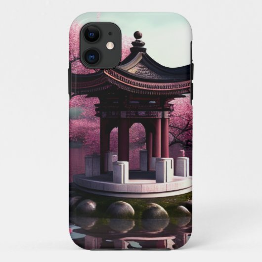 Sakura Cherry Blossom Garden Shrine Pond Japans Case-Mate iPhone Case (Achterkant)