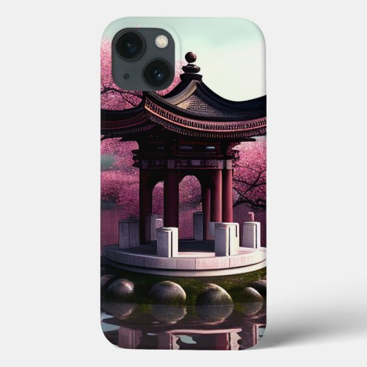 Sakura Cherry Blossom Garden Shrine Pond Japans Case-Mate iPhone Case (Achterkant)