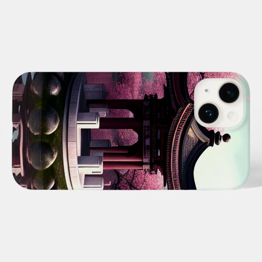 Sakura Cherry Blossom Garden Shrine Pond Japans Case-Mate iPhone Case (Achterkant (horizontaal))