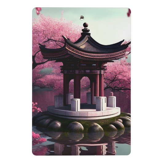 Sakura Cherry Blossom Garden Shrine Pond Japans Mini Klembord (Achterkant)