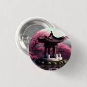 Sakura Cherry Blossom Garden Shrine Pond Japans Ronde Button 3,2 Cm (Voorkant /achterkant)